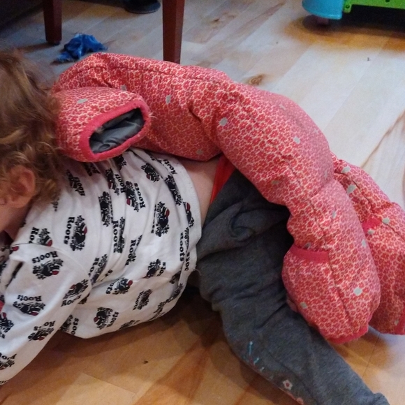 18-24m Columbia pink coral one piece puffer jacket with flowers not perfect - Picture 9 of 13